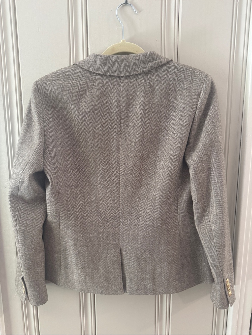 J. Crew Italian Wool Herringbone Double Breasted Blazer w/Gold CrestButtons Sz.6 - Picture 5 of 7
